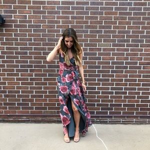 LUXXEL Floral Wrap Dress